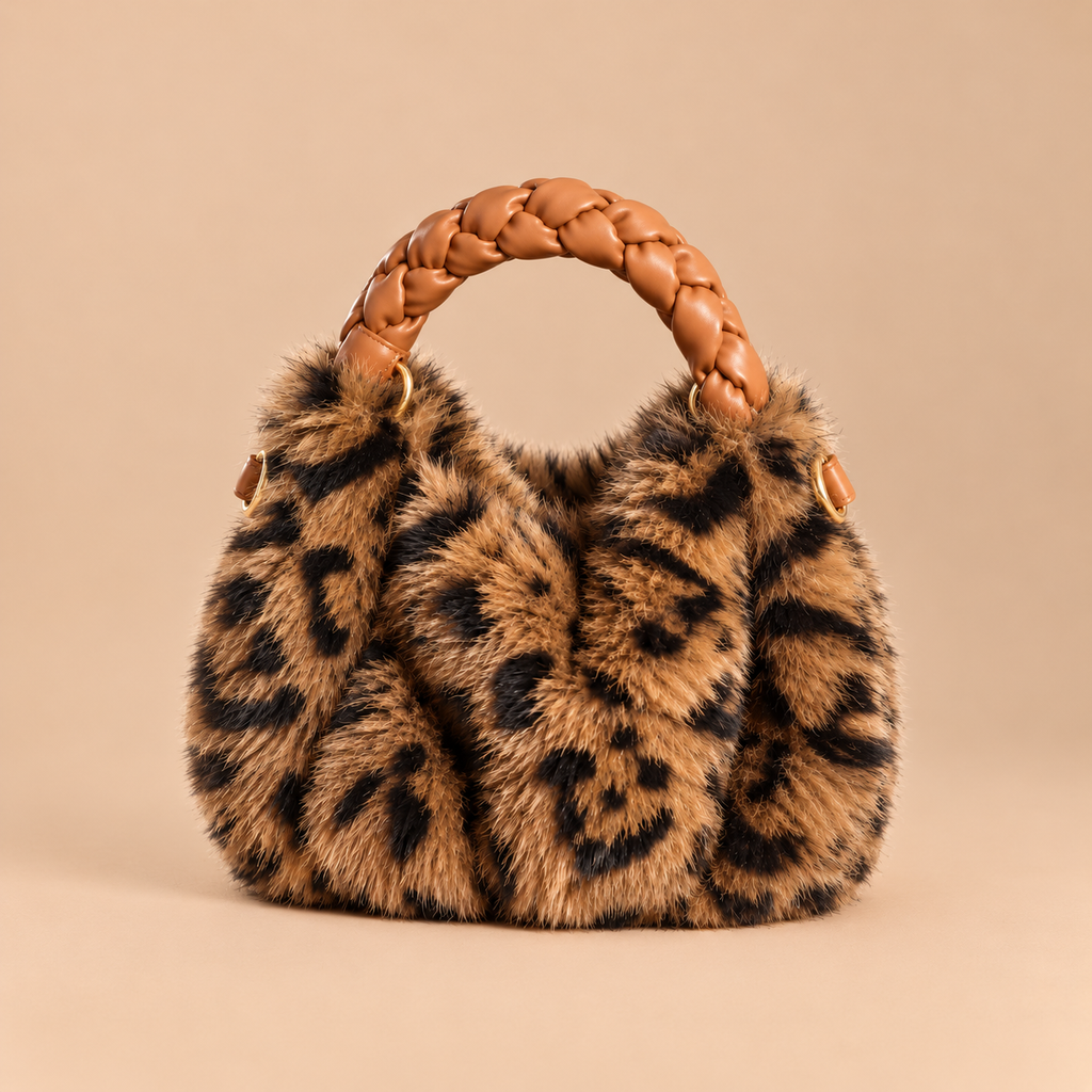 borsa leopardata in pelliccia soffice (1)