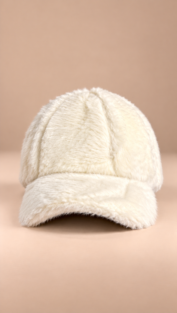 cappellino in pelliccia color avorio